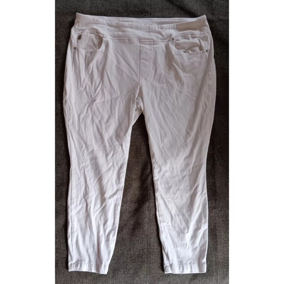 Pants 24W New Womans Belle Kim Gravel white ankle zip denim jeans Comfort waiste - Picture 2 of 11